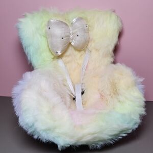 Fuzzy Pastel Chair with Bow Accent
